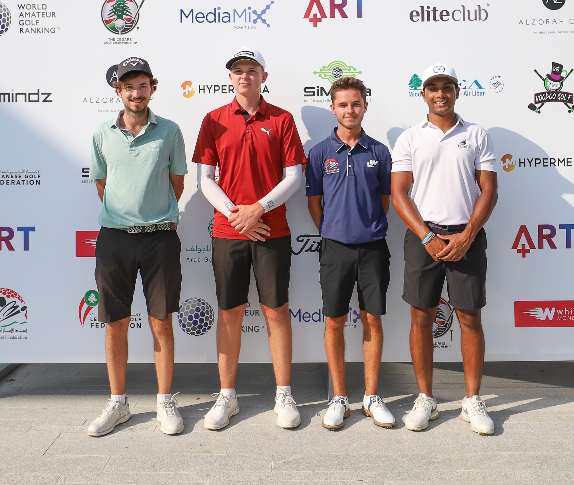 Thanks to their performances at the Cedars Championship, Dan Byrne (far left), Daniil Sokolov (second left), Sam Mullane (second right) and Mikhail Pinto (far right) secured places in next week's HotelPlanner Tour event.