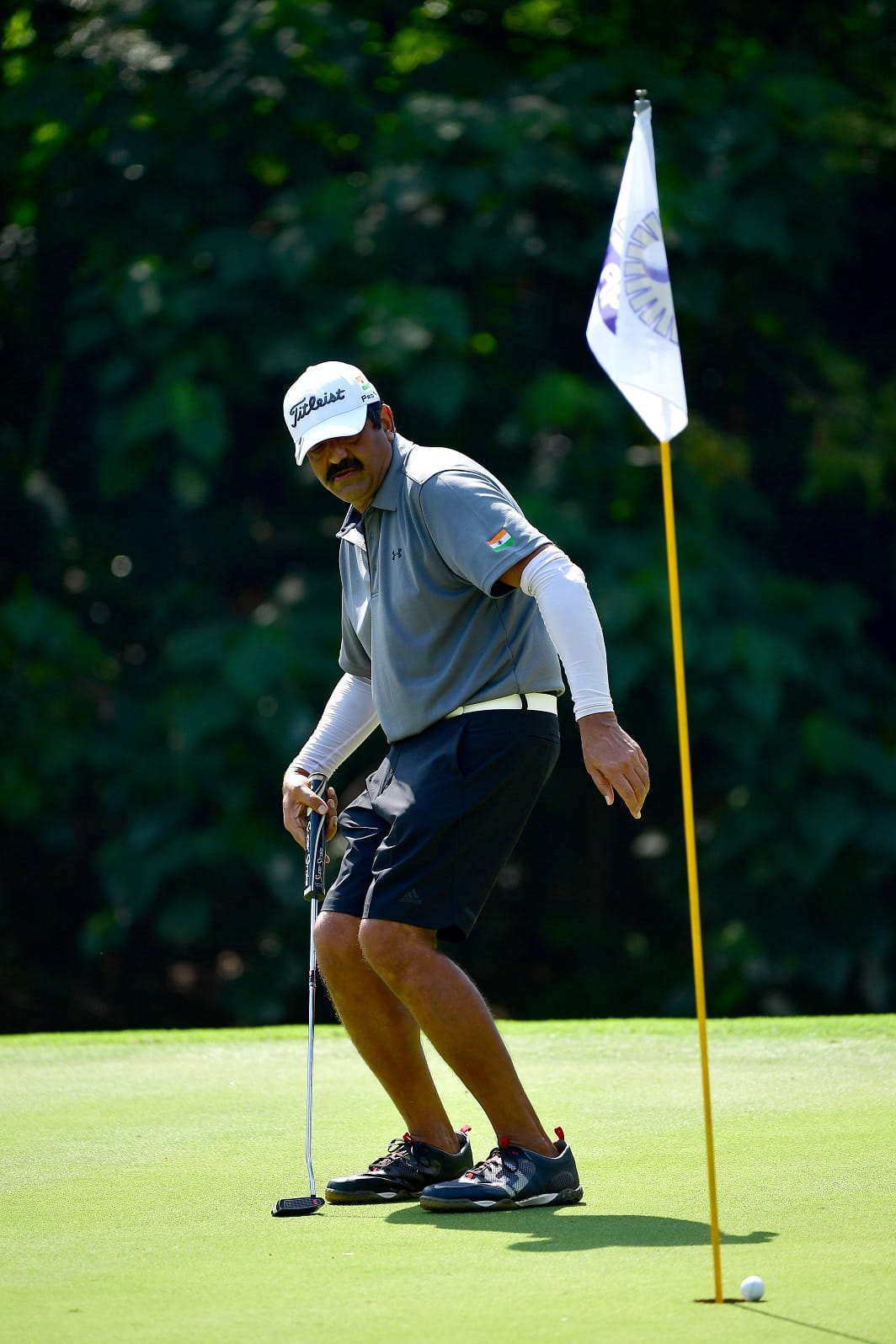 Indian Amit Luthra narrowly fails to convert a birdie opportunity.
