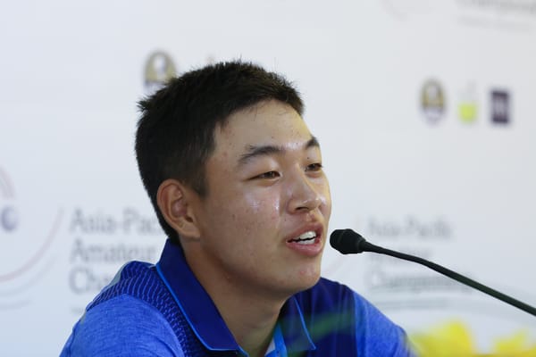 Jin Cheng faces the media following the completion of round three.